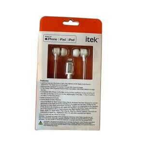 Itek Digital Earbuds With Lightning Connector for Apple Devices In-Line Remote